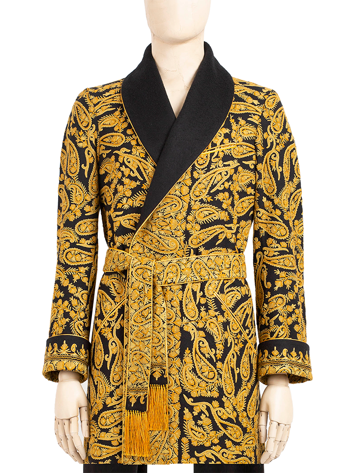 Daniel Hanson Pewter Leaf Paisley Fully Lined Silk Jacquard